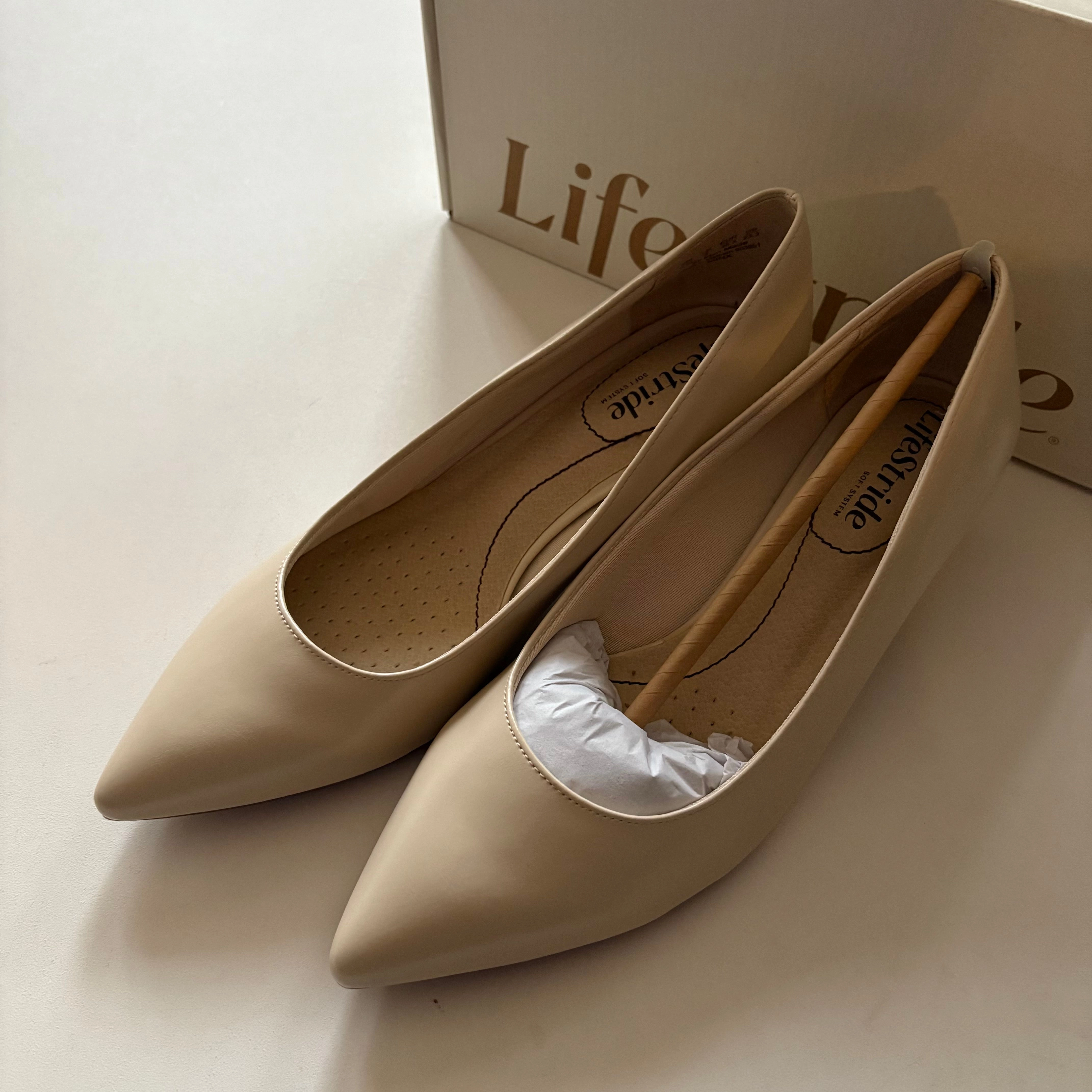 Shoes Heels Block By Life Stride In Cream, Size: 6.5 Easy Clean