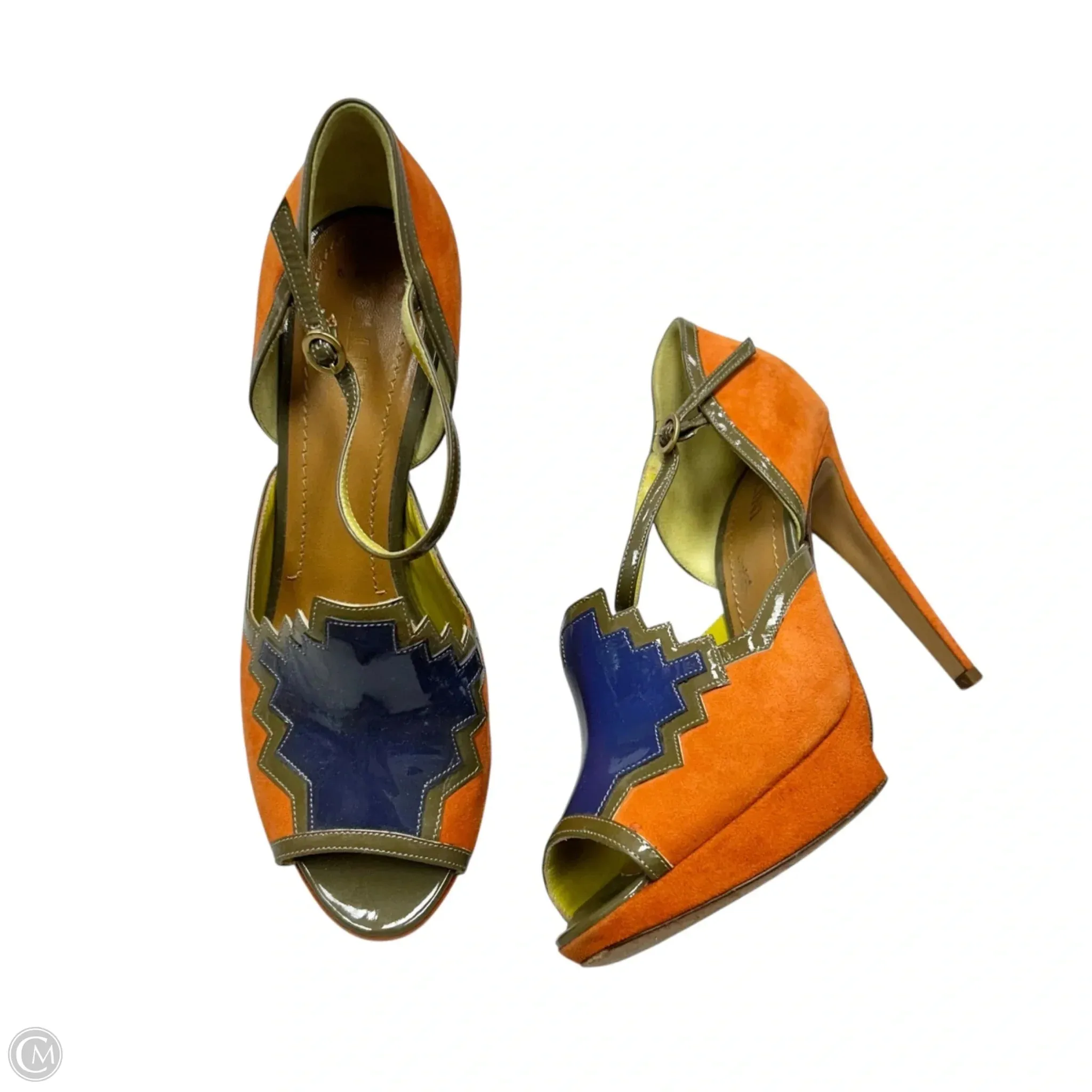 Shoes Heels Stiletto By Pollini In Blue & Orange, Size: 8.5 Comfortable Stiletto Sandals