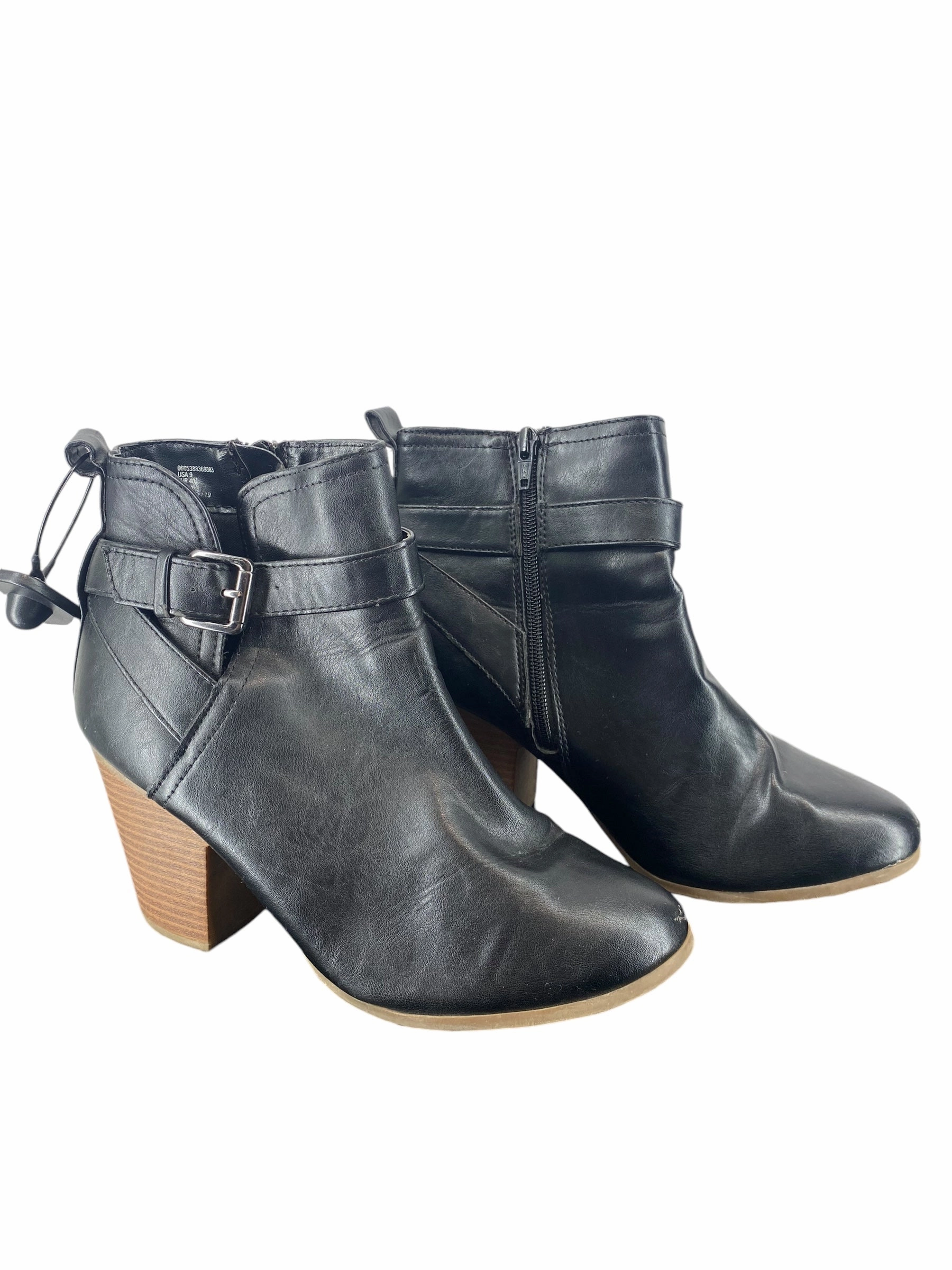 Boots Ankle Heels By Time And Tru In Black, Size: 9 ErgonomicDesign Slip   On Style