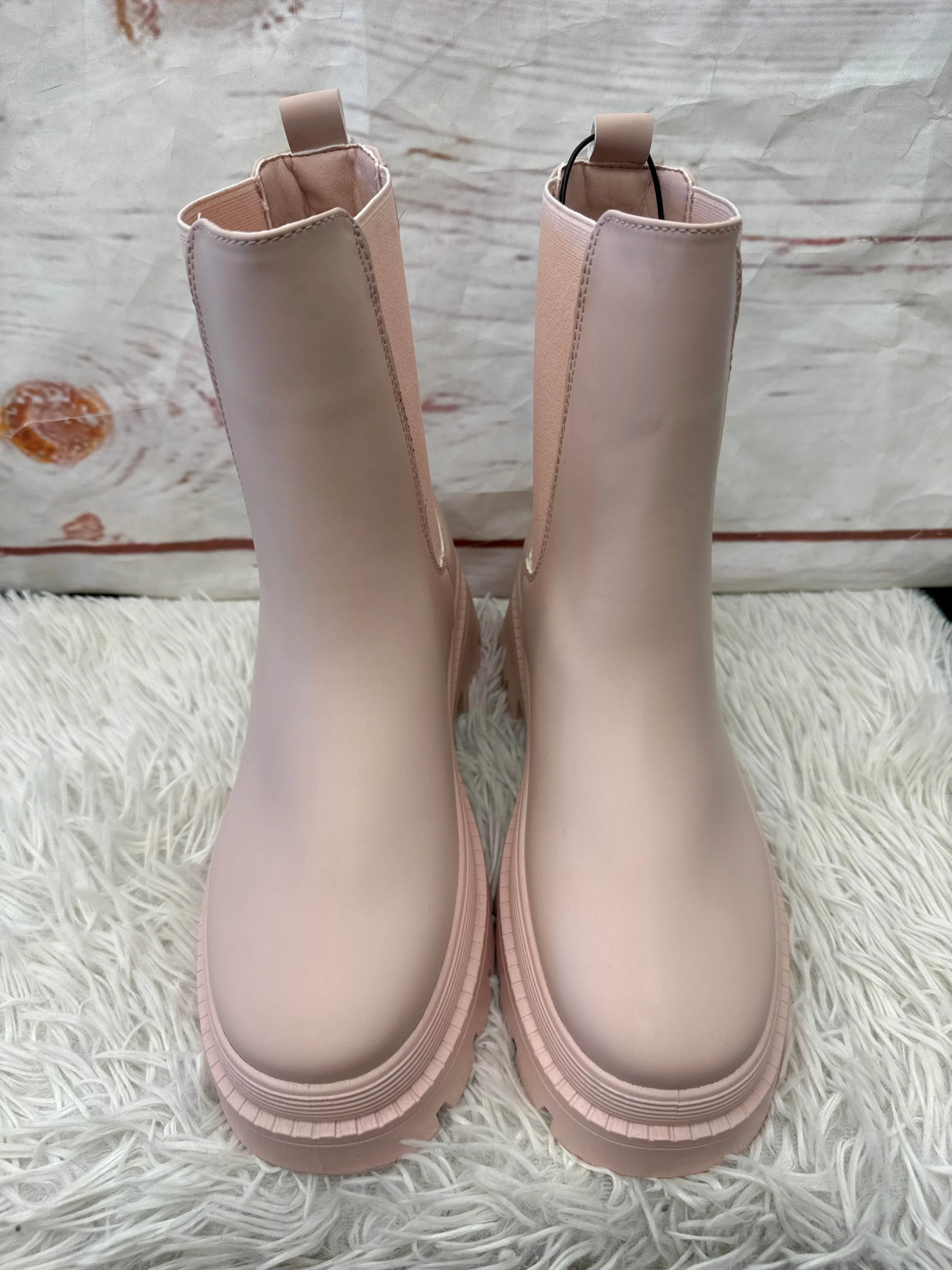 Boots Mid-calf Flats By Just Fab In Pink, Size: 7 Smooth Surface City Look