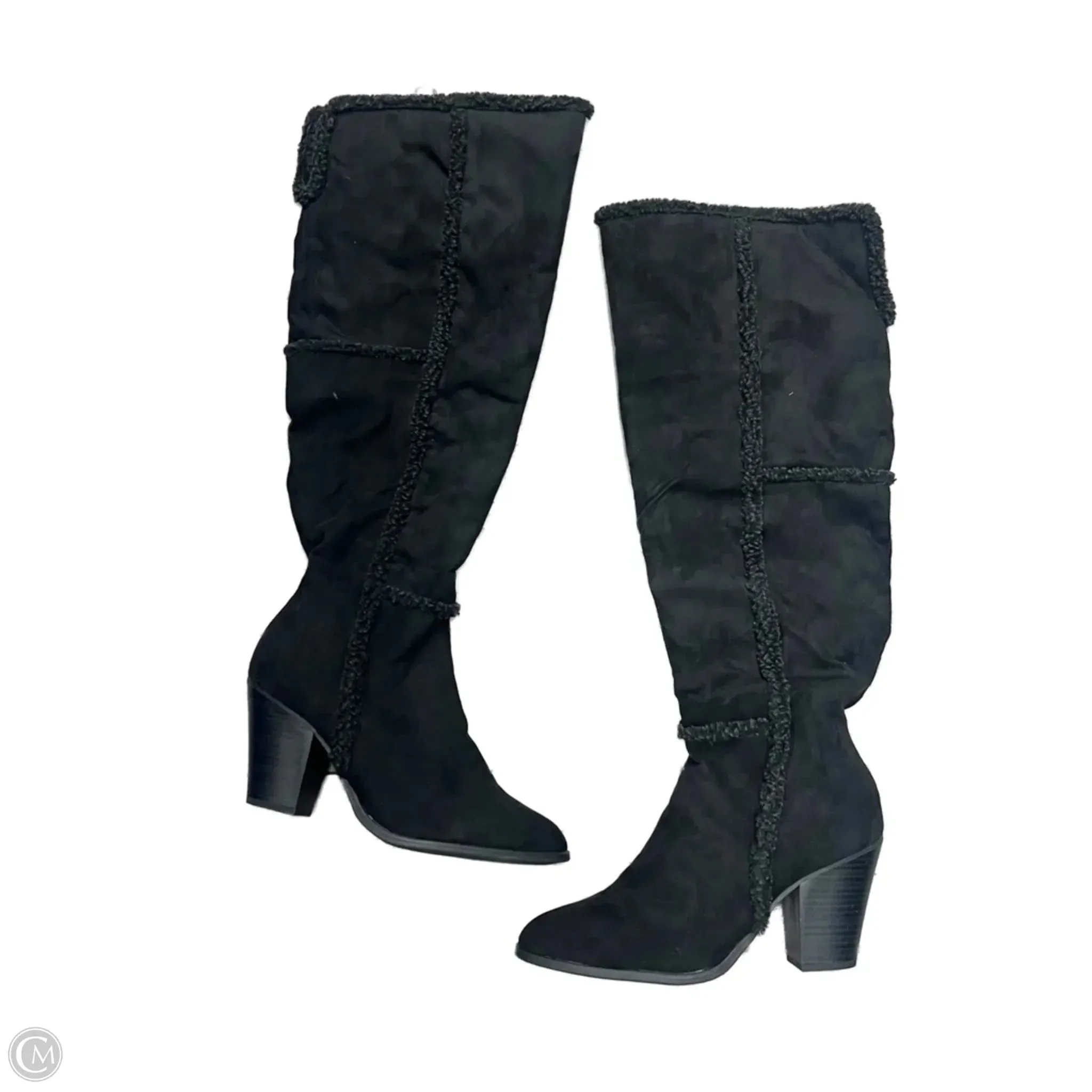 Boots Knee Heels In Black, Size: 11 Street Style