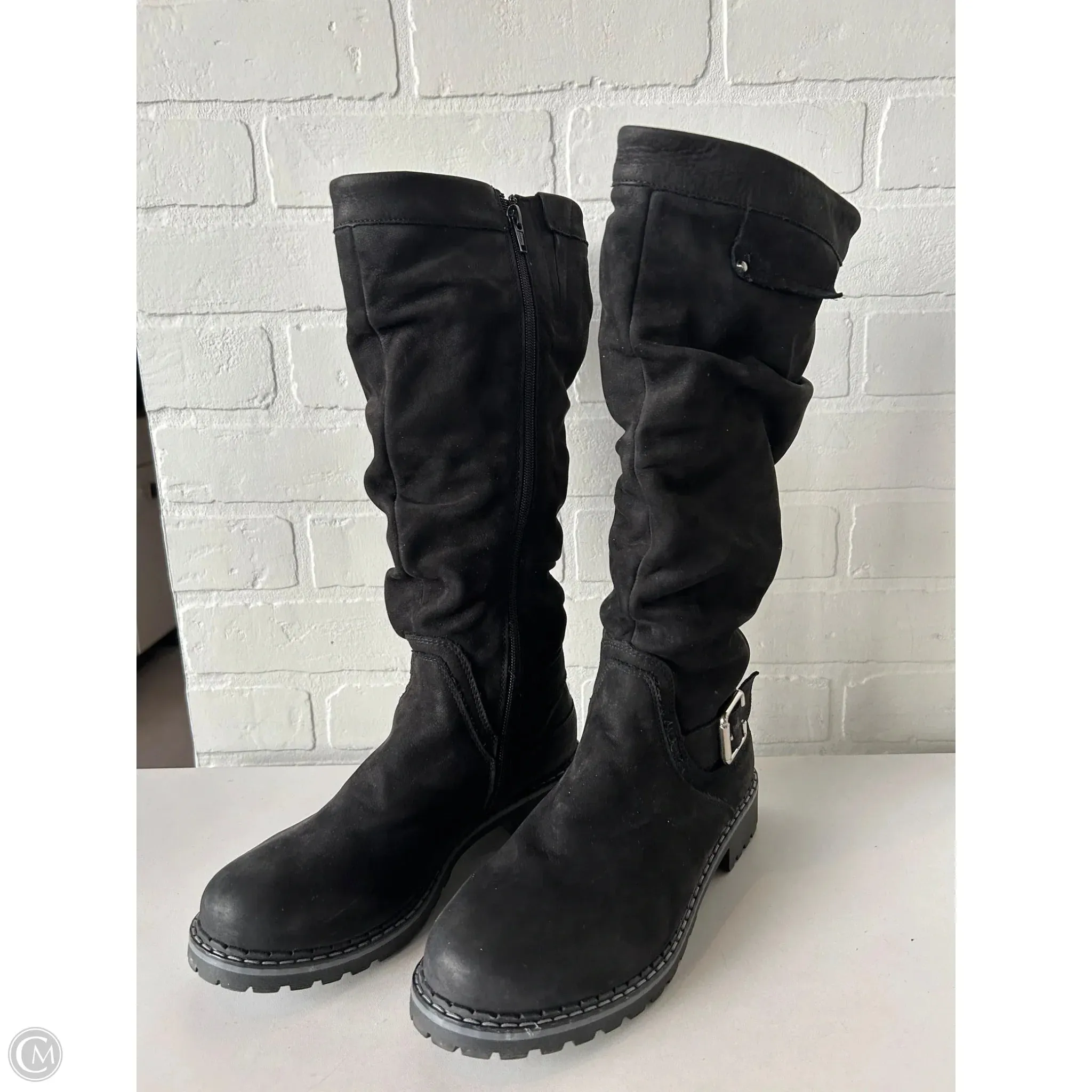 Layered Walk Boots Knee Flats By Cmb In Black, Size: 7