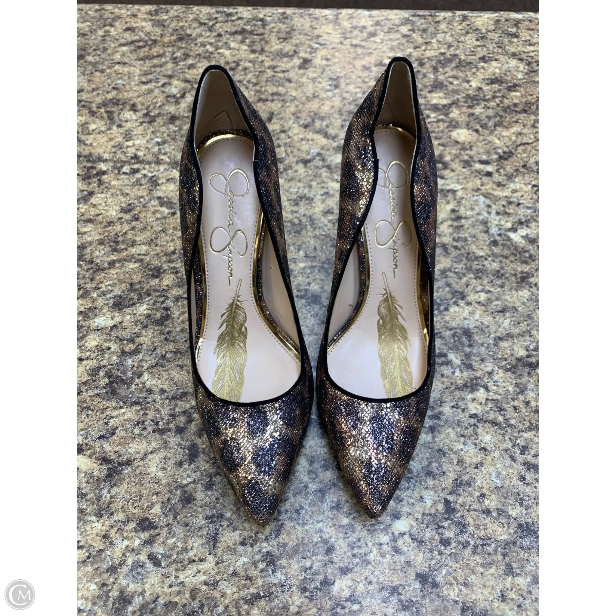 Shoes Heels Stiletto By Jessica Simpson In Animal Print, Size: 8 Wide Heel Pumps