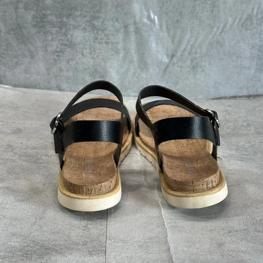 SUN STONE Women's Black Mattie Ankle-Strap Round-Toe Slip-Resistant Sandal SZ7.5