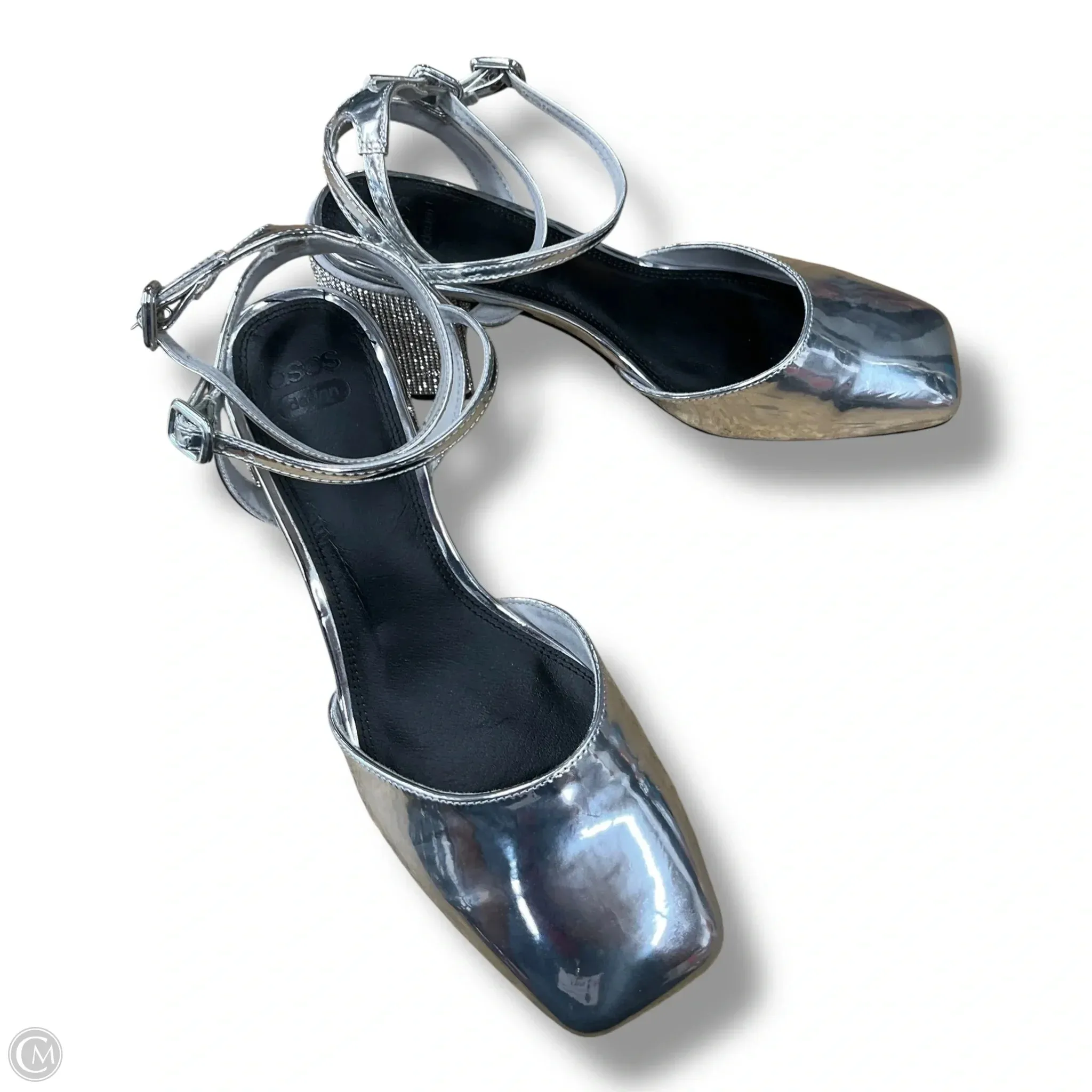 Shoes Heels Block By Asos In Silver, Size: 9 Fashionable Sandals