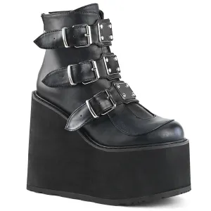 SWING-105 DemoniaCult Black Vegan Leather Sexy Women's Ankle Boots (Alternative Footwear)