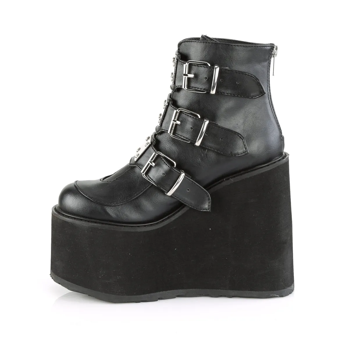SWING-105 DemoniaCult Black Vegan Leather Sexy Women's Ankle Boots (Alternative Footwear)