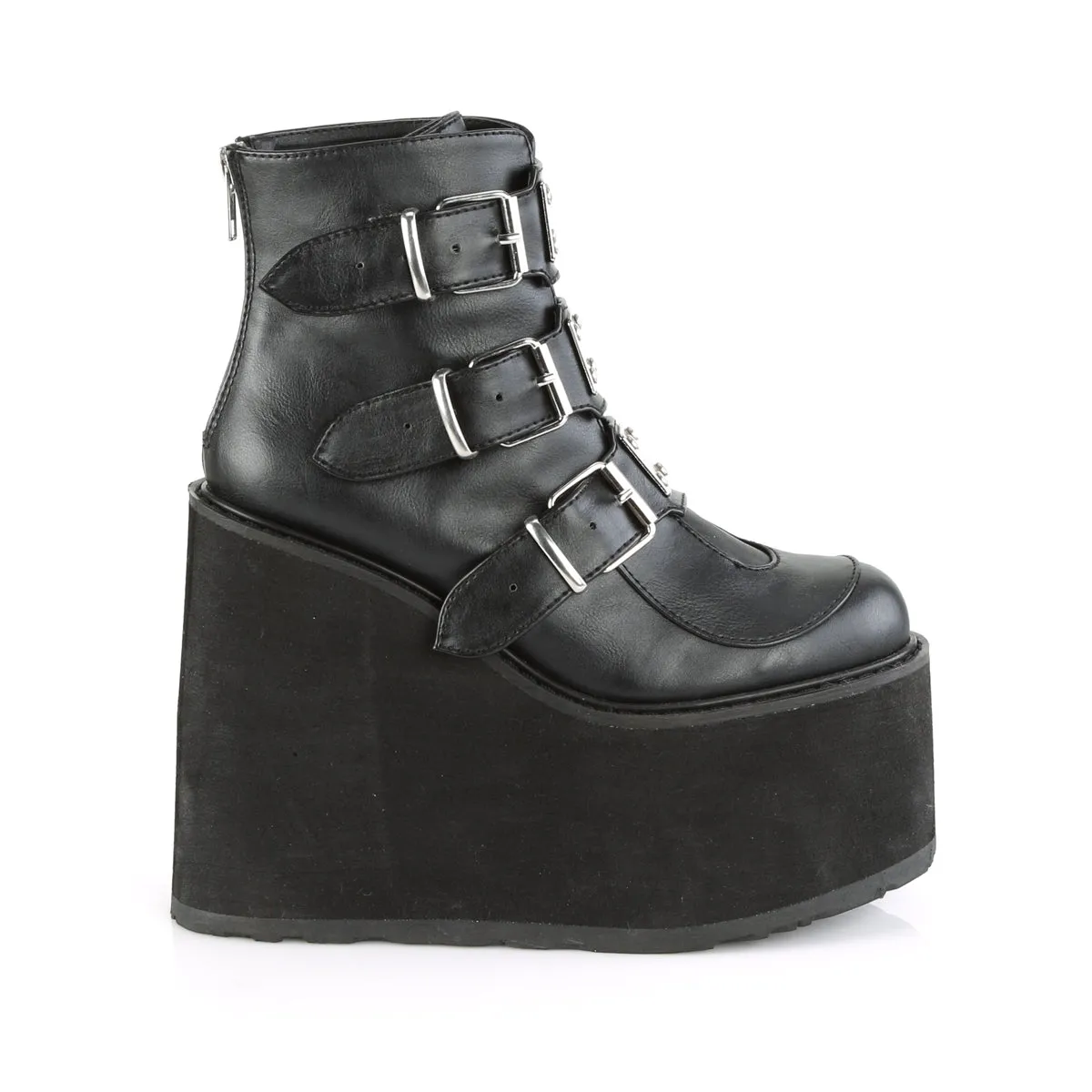 SWING-105 DemoniaCult Black Vegan Leather Sexy Women's Ankle Boots (Alternative Footwear)