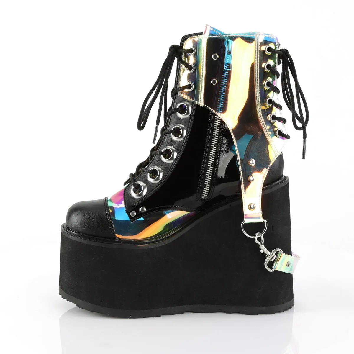 SWING-115 DemoniaCult Black Vegan Leather Sexy Women's Ankle Boots (Alternative Footwear)