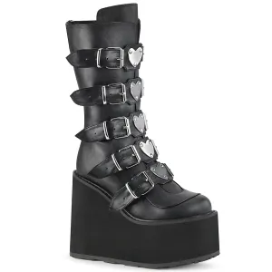 SWING-230 DemoniaCult Black Vegan Leather Sexy Women's Mid-Calf & Knee High Boots (Alternative Footwear)