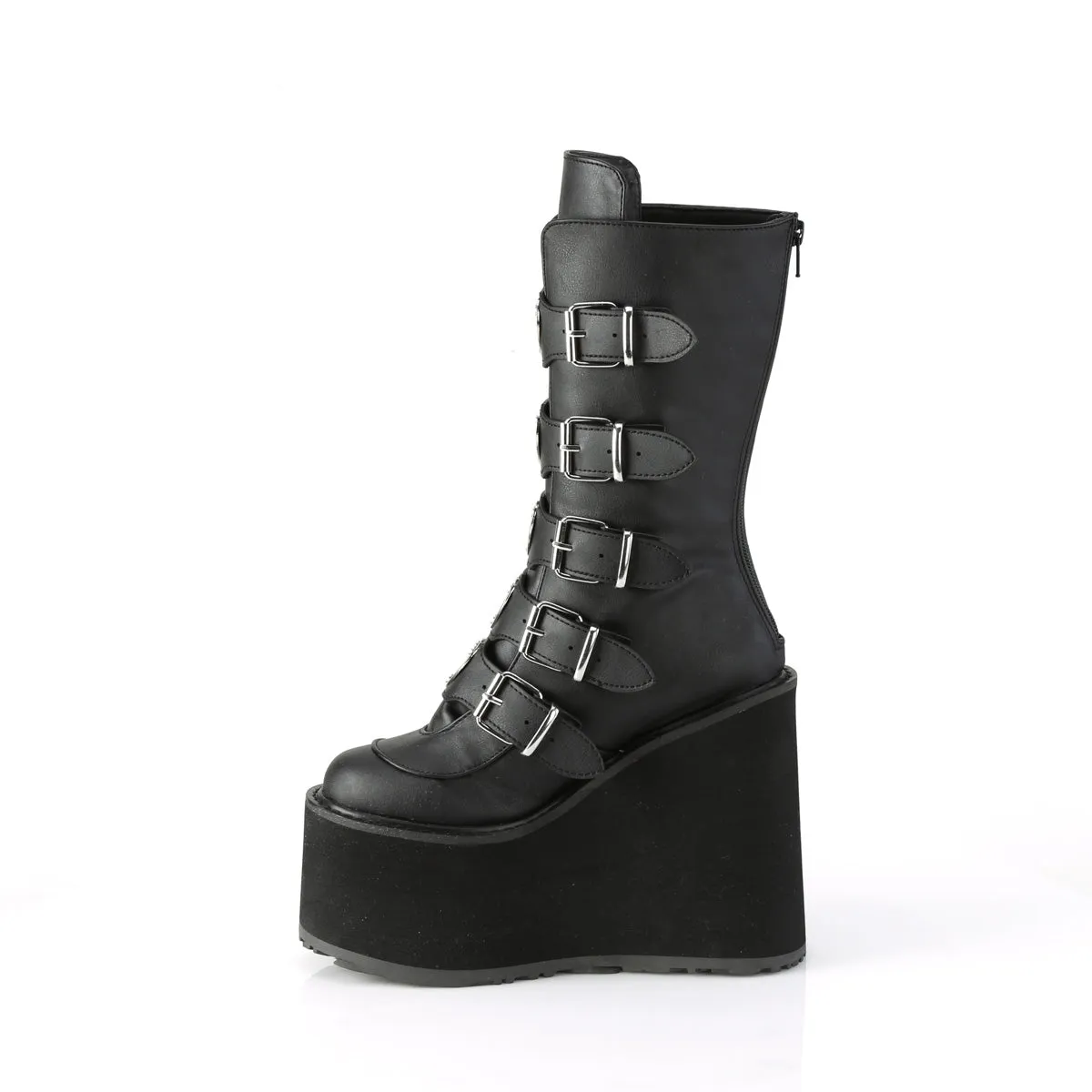 SWING-230 DemoniaCult Black Vegan Leather Sexy Women's Mid-Calf & Knee High Boots (Alternative Footwear)