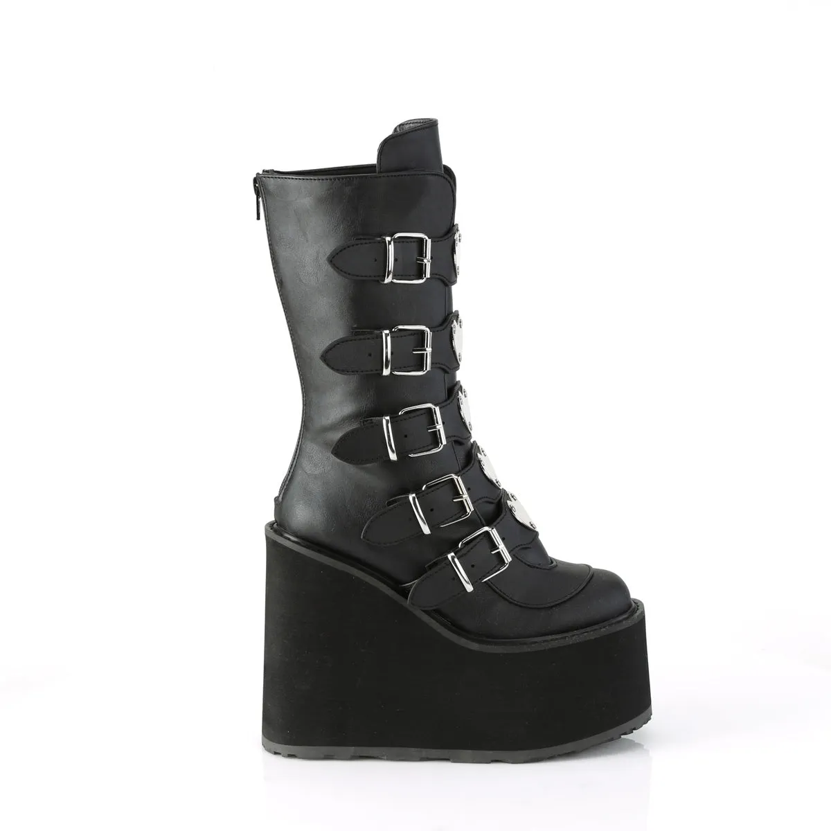 SWING-230 DemoniaCult Black Vegan Leather Sexy Women's Mid-Calf & Knee High Boots (Alternative Footwear)