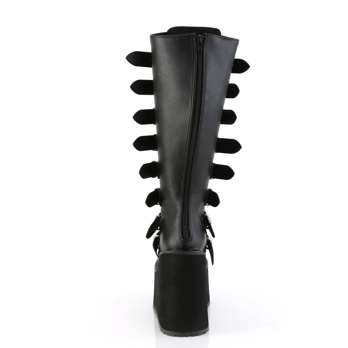 SWING-815WC DemoniaCult Black Vegan Leather Sexy Women's Mid-Calf & Knee High Boots (Alternative Footwear)