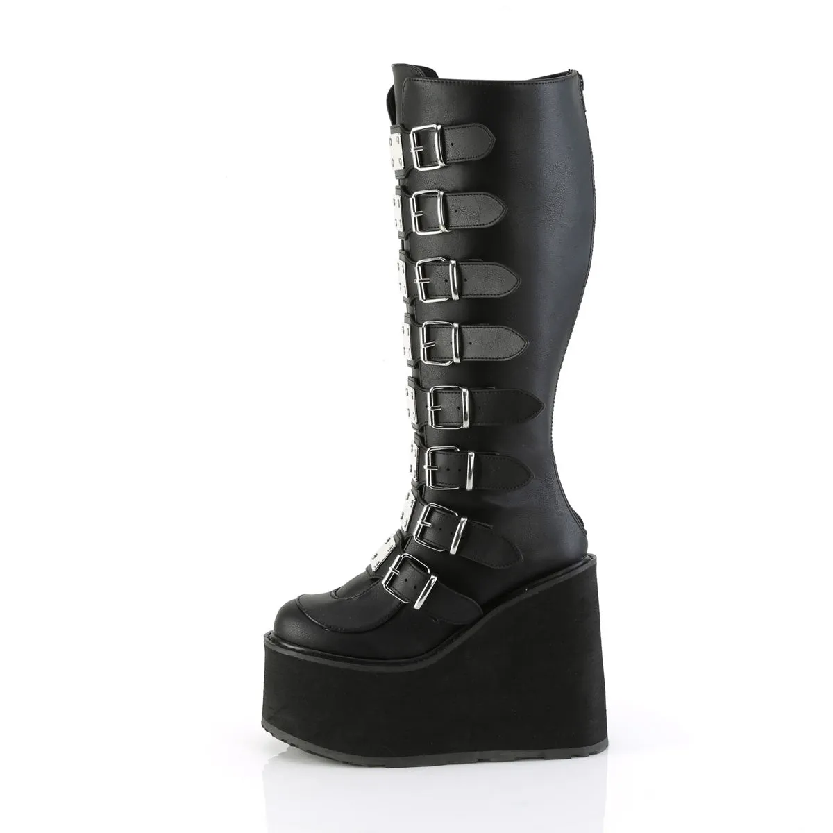 SWING-815WC DemoniaCult Black Vegan Leather Sexy Women's Mid-Calf & Knee High Boots (Alternative Footwear)