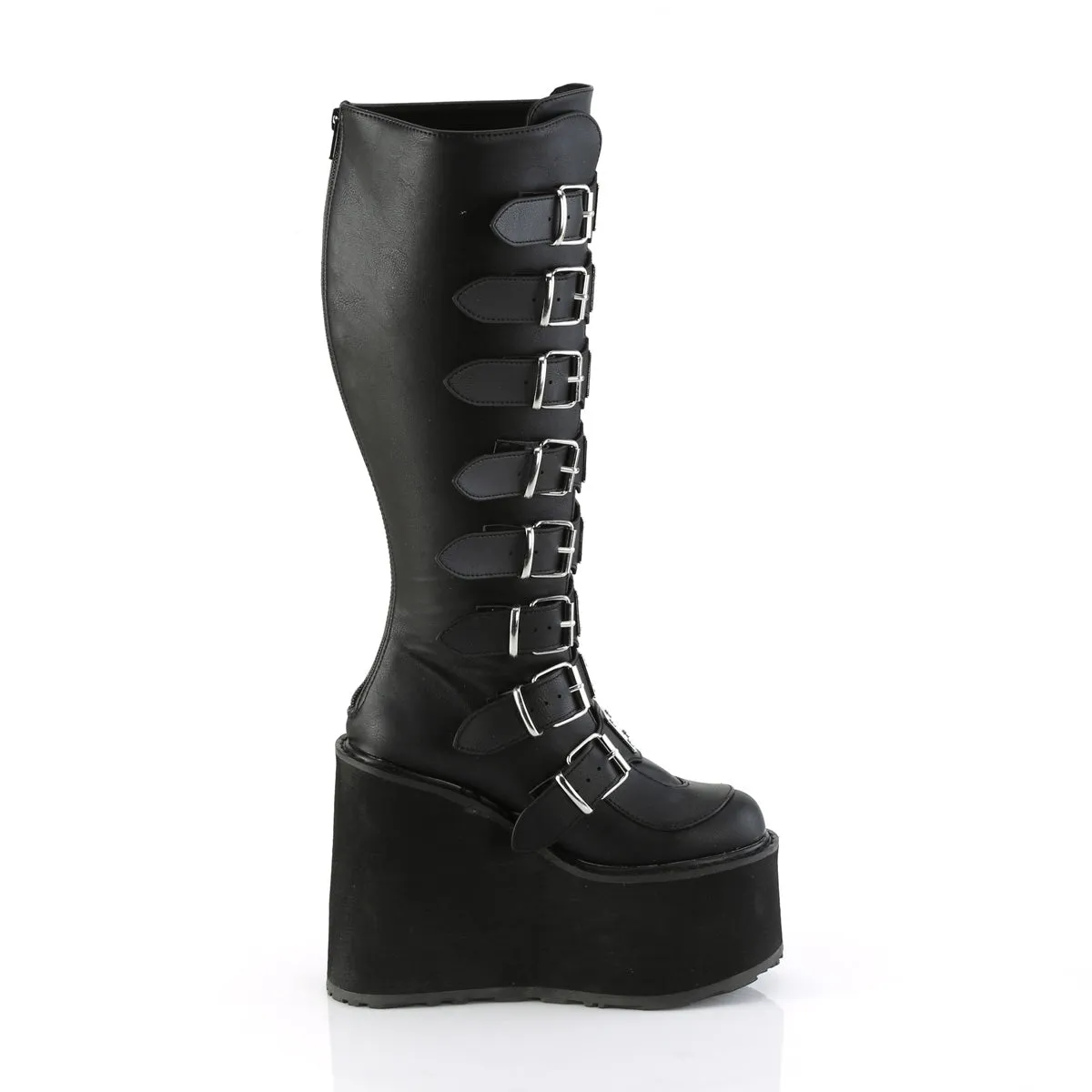 SWING-815WC DemoniaCult Black Vegan Leather Sexy Women's Mid-Calf & Knee High Boots (Alternative Footwear)
