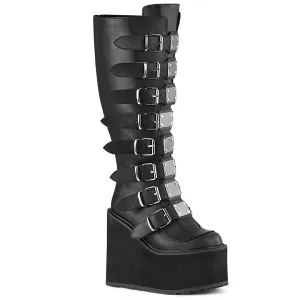 SWING-815WC DemoniaCult Black Vegan Leather Sexy Women's Mid-Calf & Knee High Boots (Alternative Footwear)