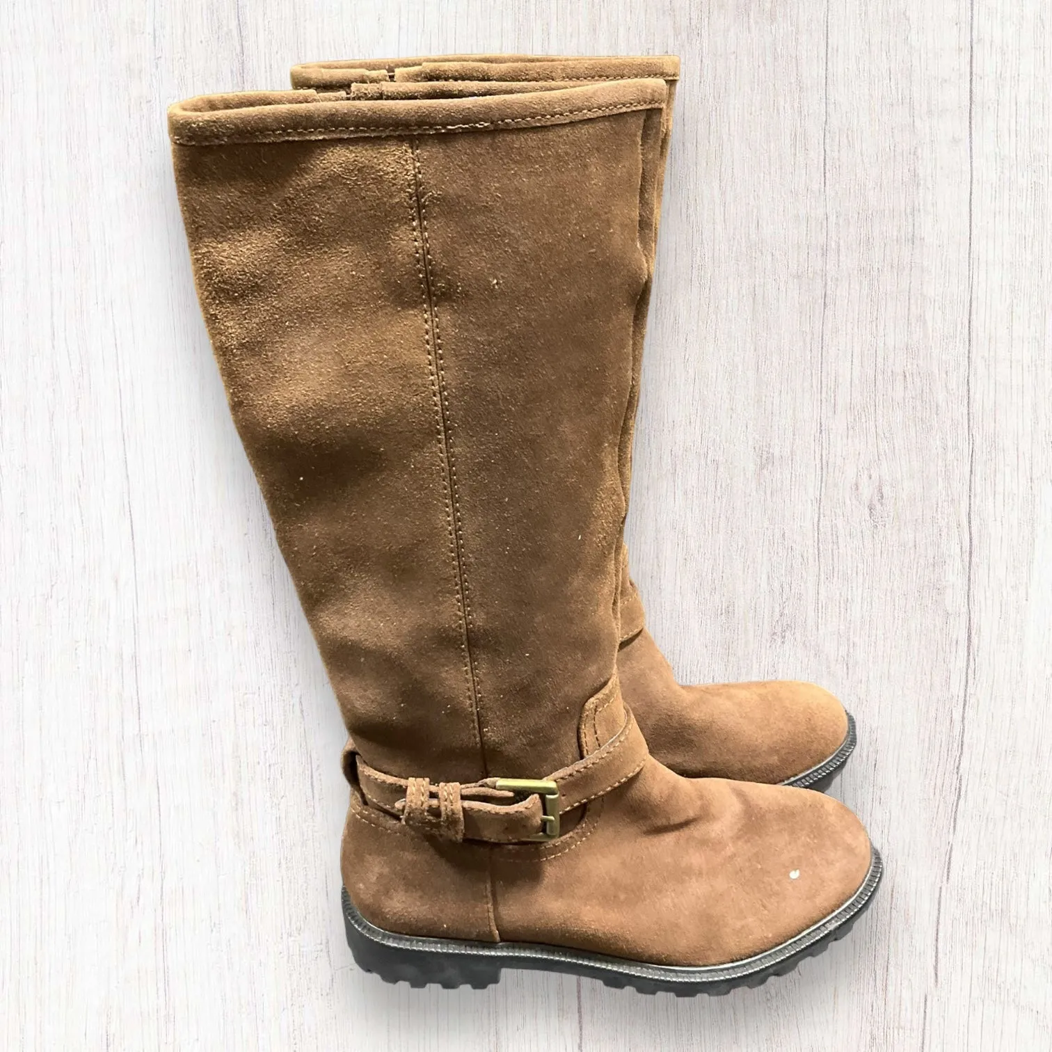 Everyday Street Style All-Day Boots Tan Boots Knee Flats Tommy Hilfiger, Size 7.5