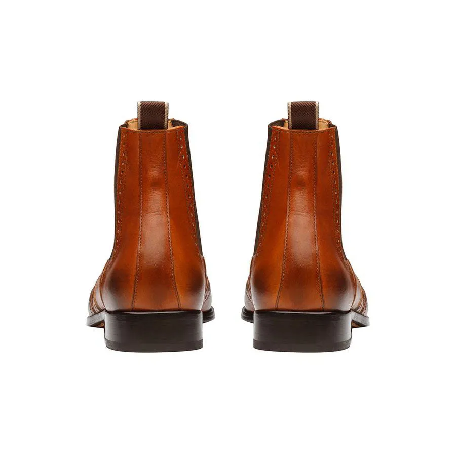 Tan Wingtip Detail  Chelsea Boots