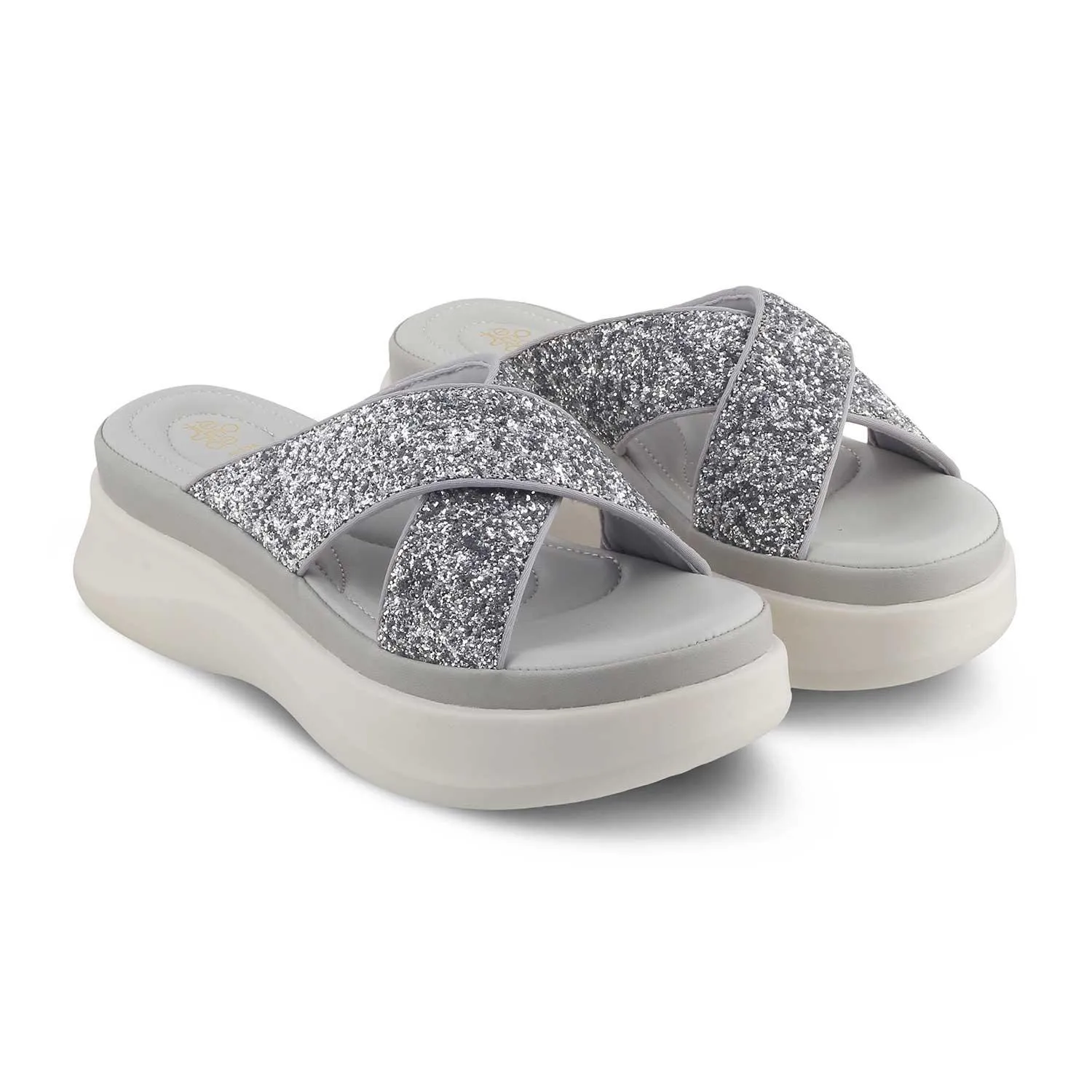 The Arlon Silver Women's Dress Wedge Sandals Tresmode