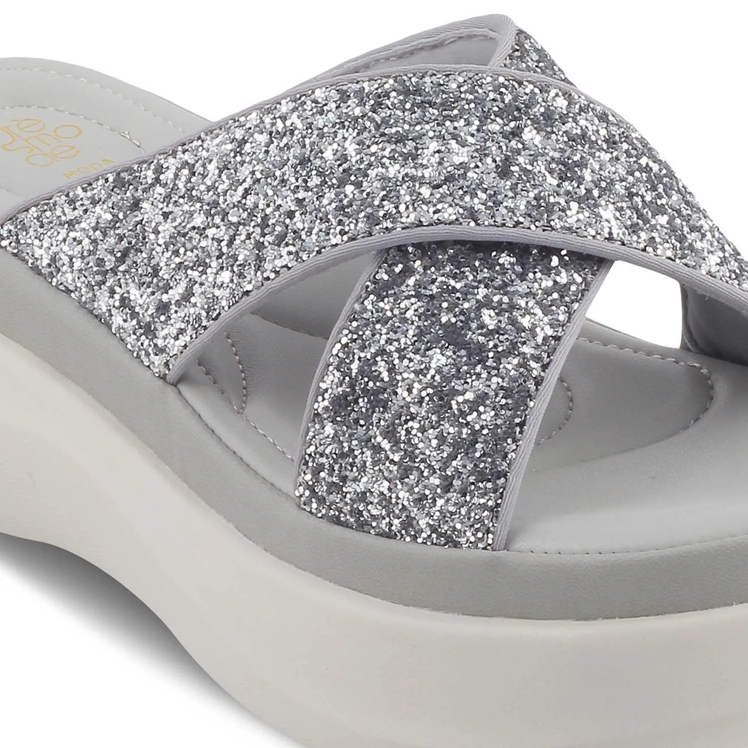 The Arlon Silver Women's Dress Wedge Sandals Tresmode
