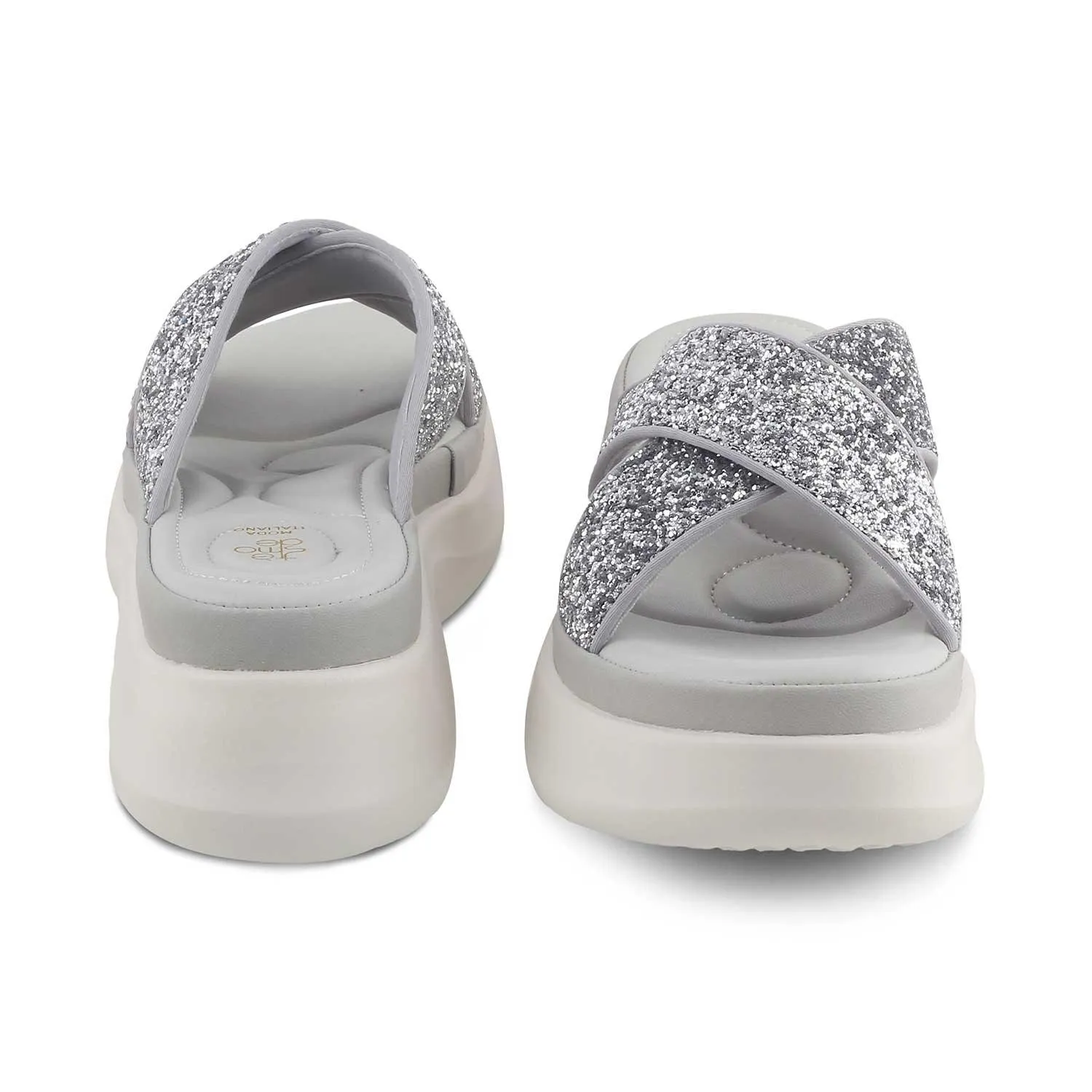The Arlon Silver Women's Dress Wedge Sandals Tresmode