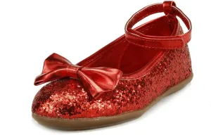 The Doll Maker Metallic Glitter Strap Flat Shoe