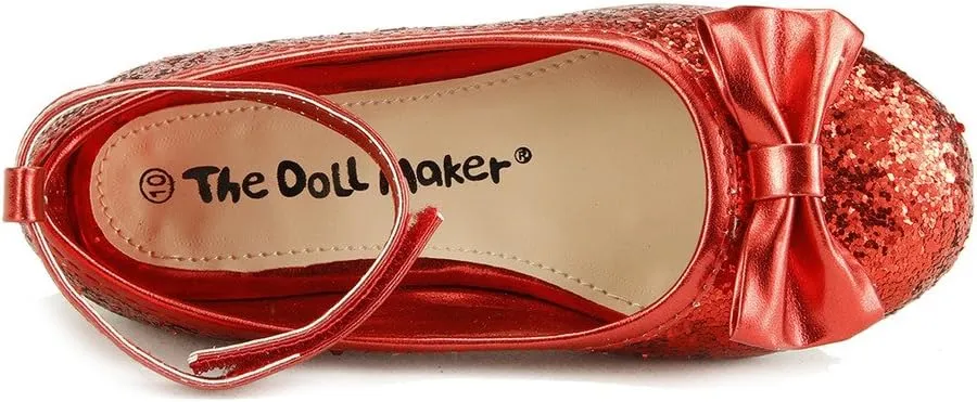 The Doll Maker Metallic Glitter Strap Flat Shoe