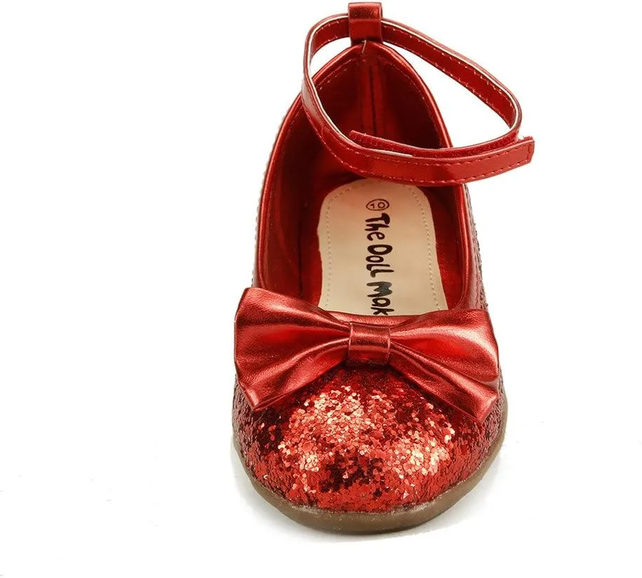 The Doll Maker Metallic Glitter Strap Flat Shoe