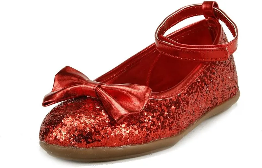 The Doll Maker Metallic Glitter Strap Flat Shoe