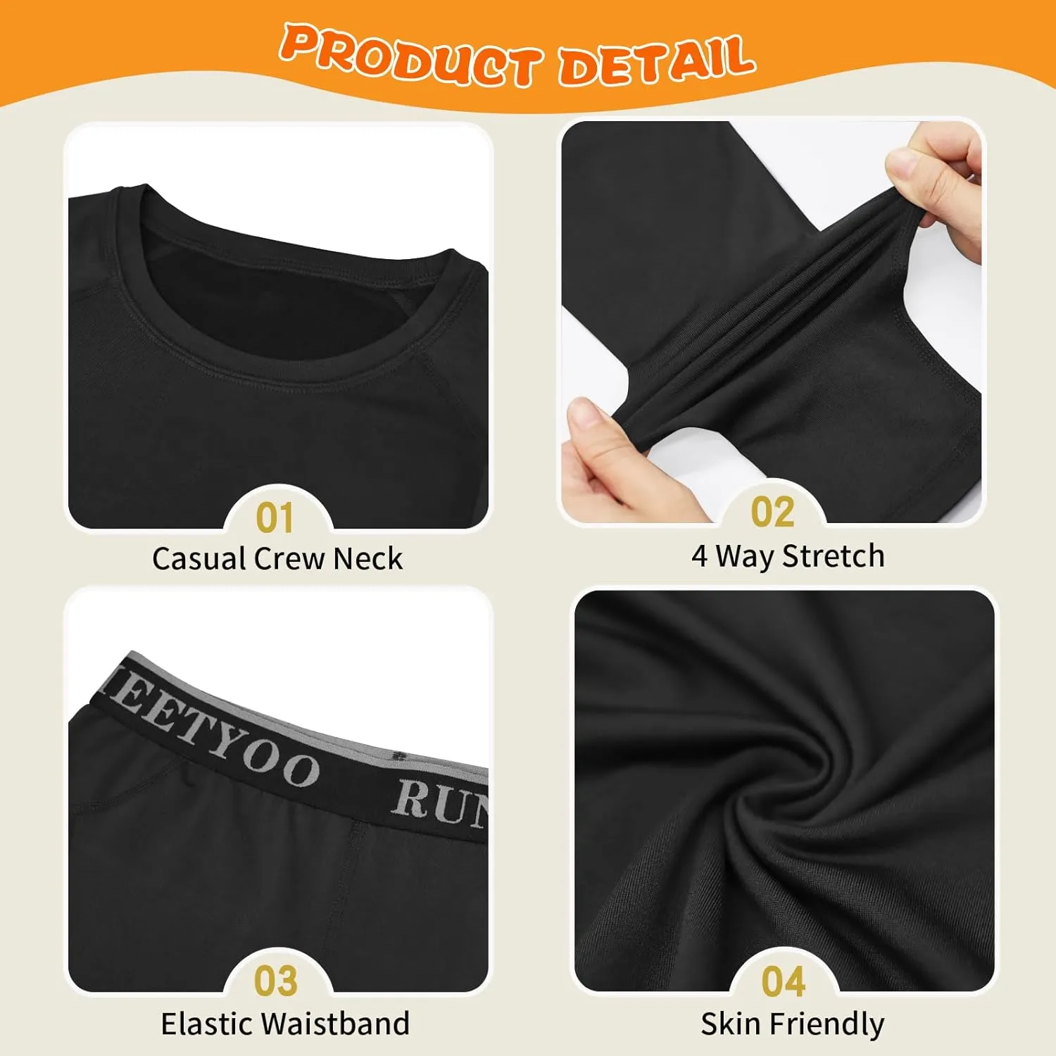 Thermal Underwear for Kids, Boys Thermal Underwear Set Long Underwear Long Johns for Kids, Base Layer for Winter