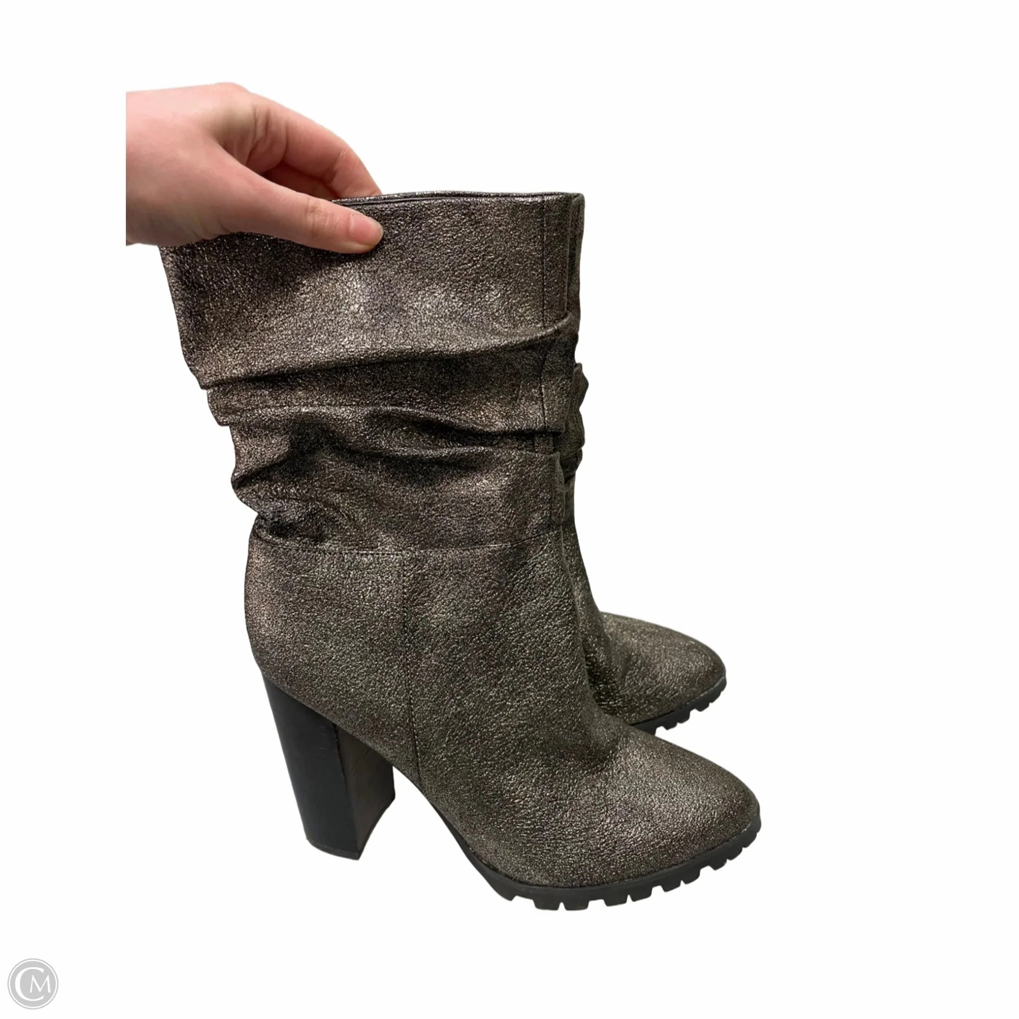 Boots Ankle Heels By Clothes Mentor In Gold, Size: 8.5 Slip Resistant Mountain Climber