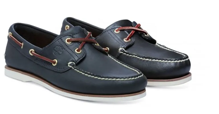 Timberland Classic 2 Eye Boat Shoes in Navy with White Sole