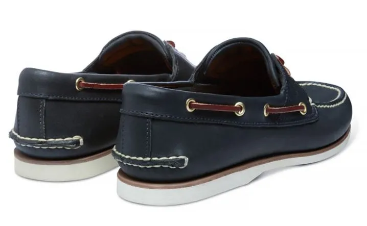 Timberland Classic 2 Eye Boat Shoes in Navy with White Sole