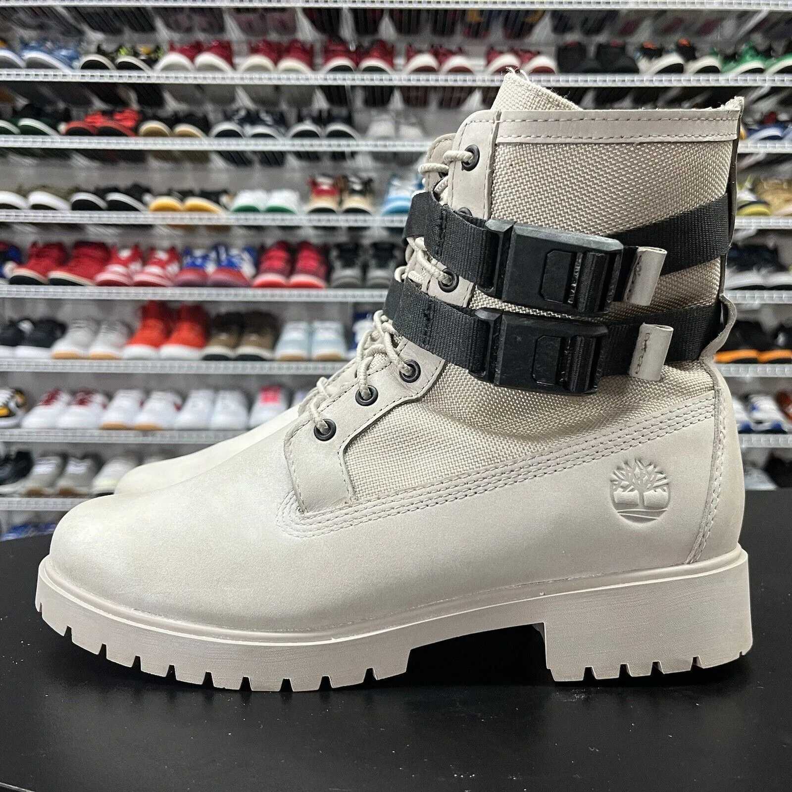Timberland Jayne Waterproof Double Buckle Women's Boot Light Taupe Nubuck Sz 9.5
