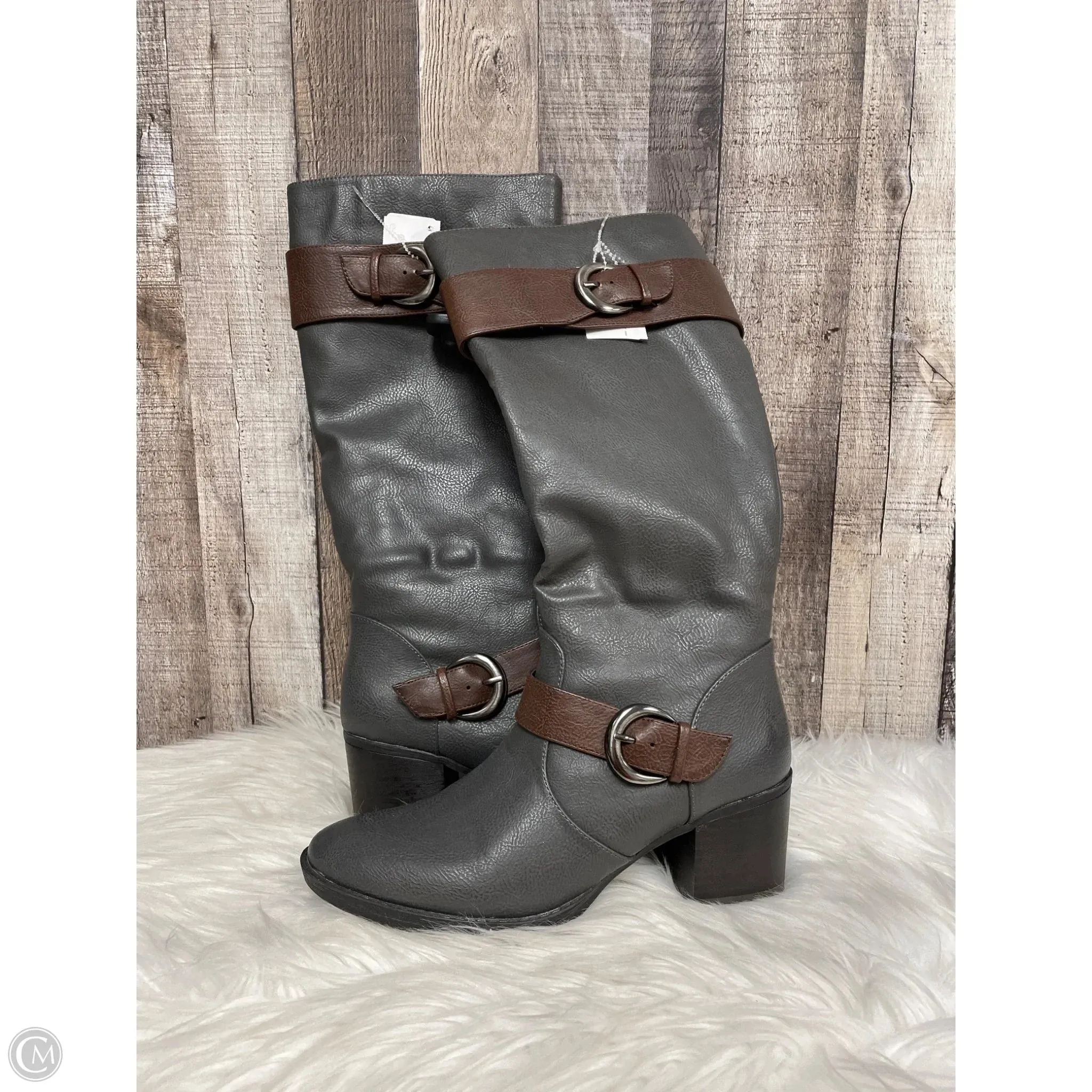 Cozy Comfort Boots Knee Heels By Natural Soul In Grey, Size: 7.5