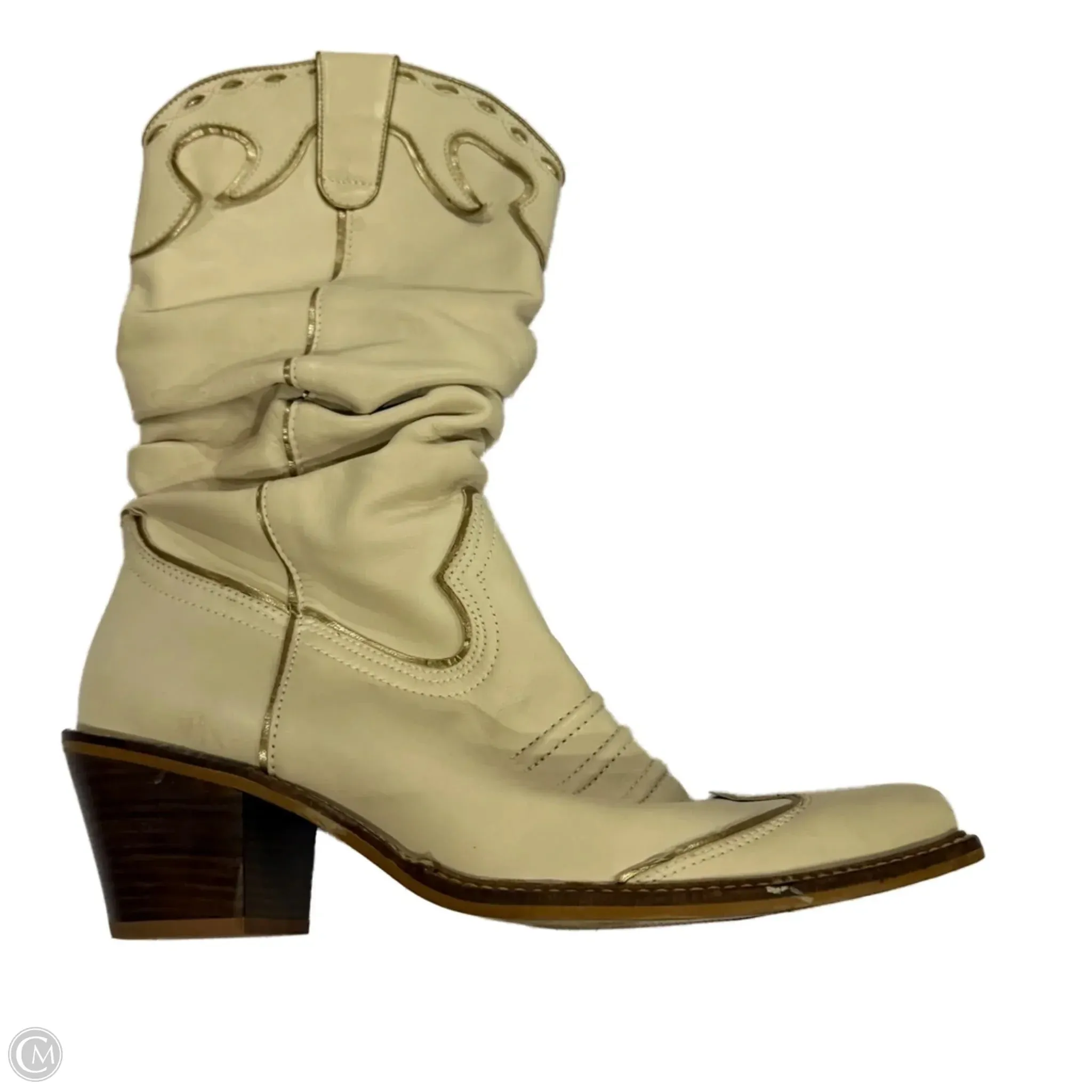 Boots Mid-calf Heels By Gianni Bini In Cream, Size: 9.5 Holiday Wear Rain Chic