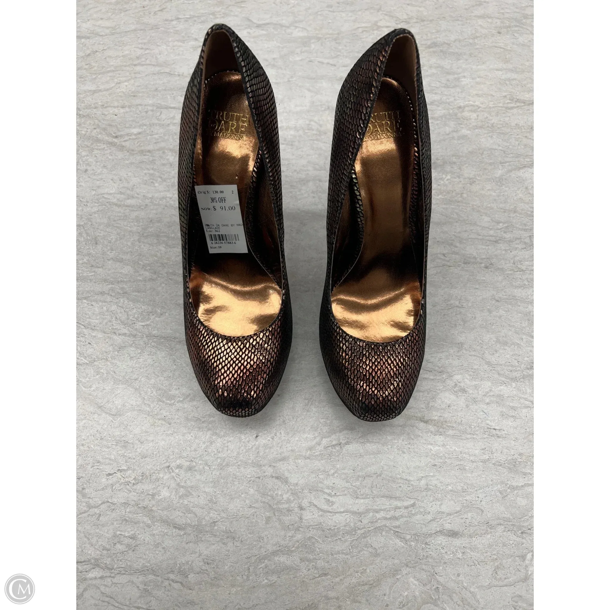 Soft Texture Shoes Heels Stiletto By Clothes Mentor In Bronze, Size: 10