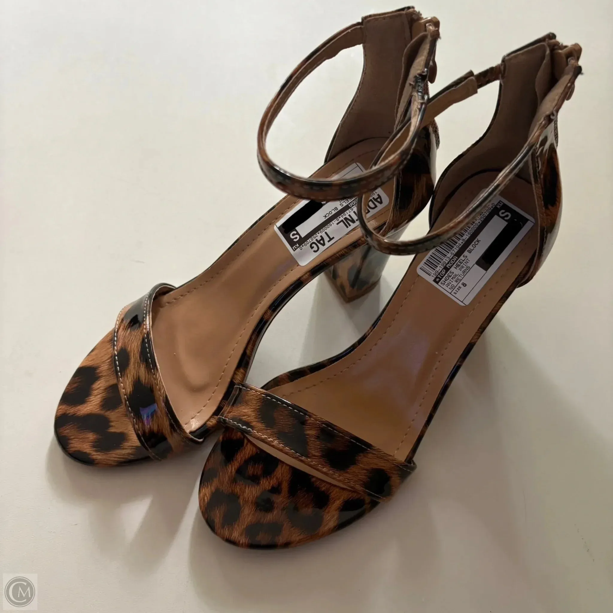 Shoes Heels Block By Top Moda In Animal Print, Size: 8 Elegant Sandals Creative Mood