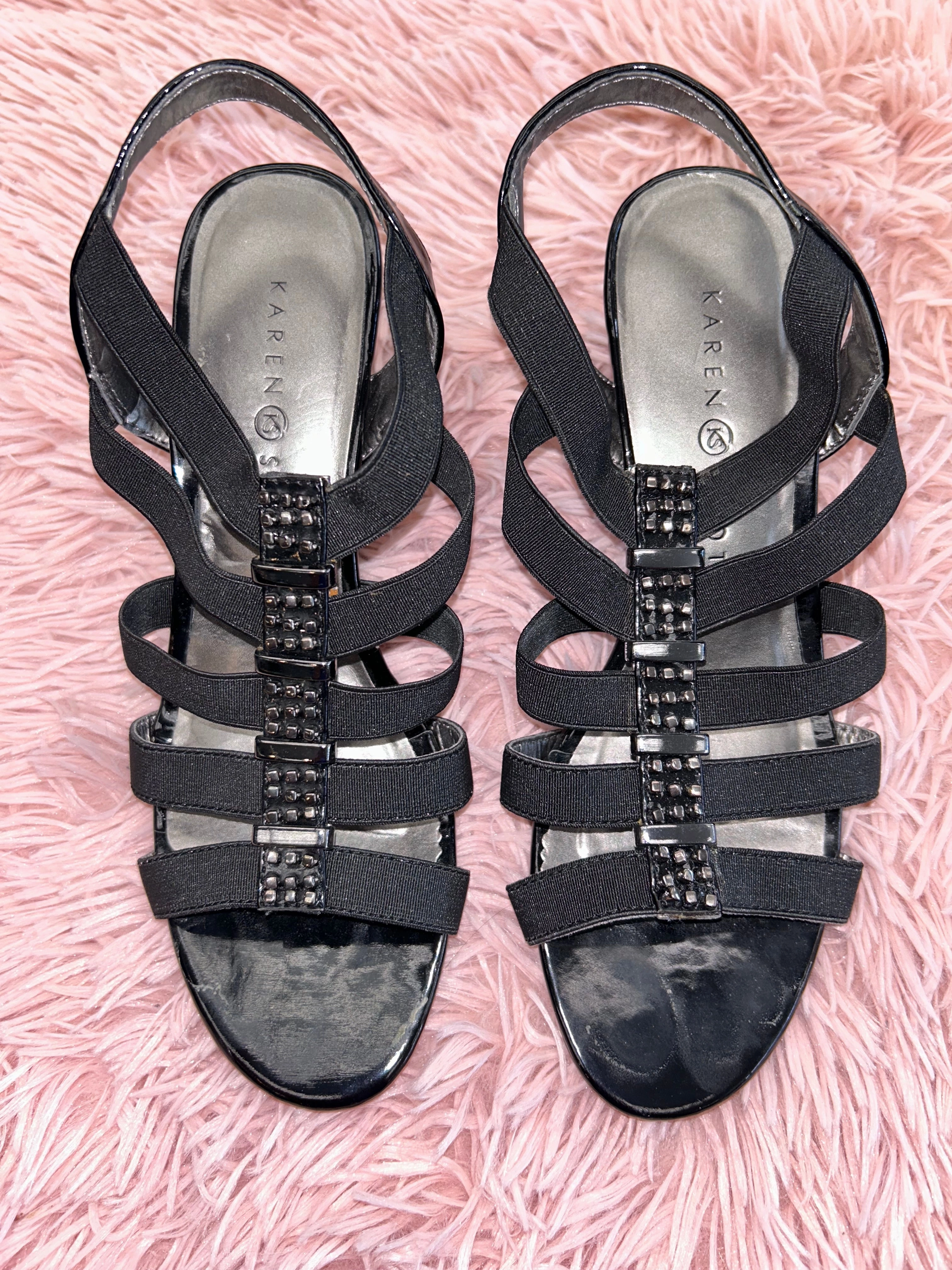 Luxury Look Black Shoes Heels Block Karen Scott, Size 7