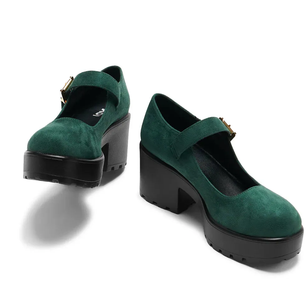Tira Suede Mary Janes ‘ Evergreen Edition’-Green-Size 9-Clearance