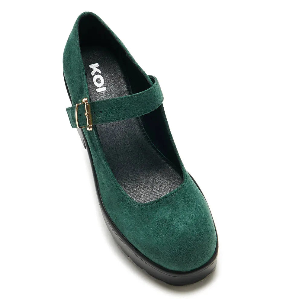 Tira Suede Mary Janes ‘ Evergreen Edition’-Green-Size 9-Clearance