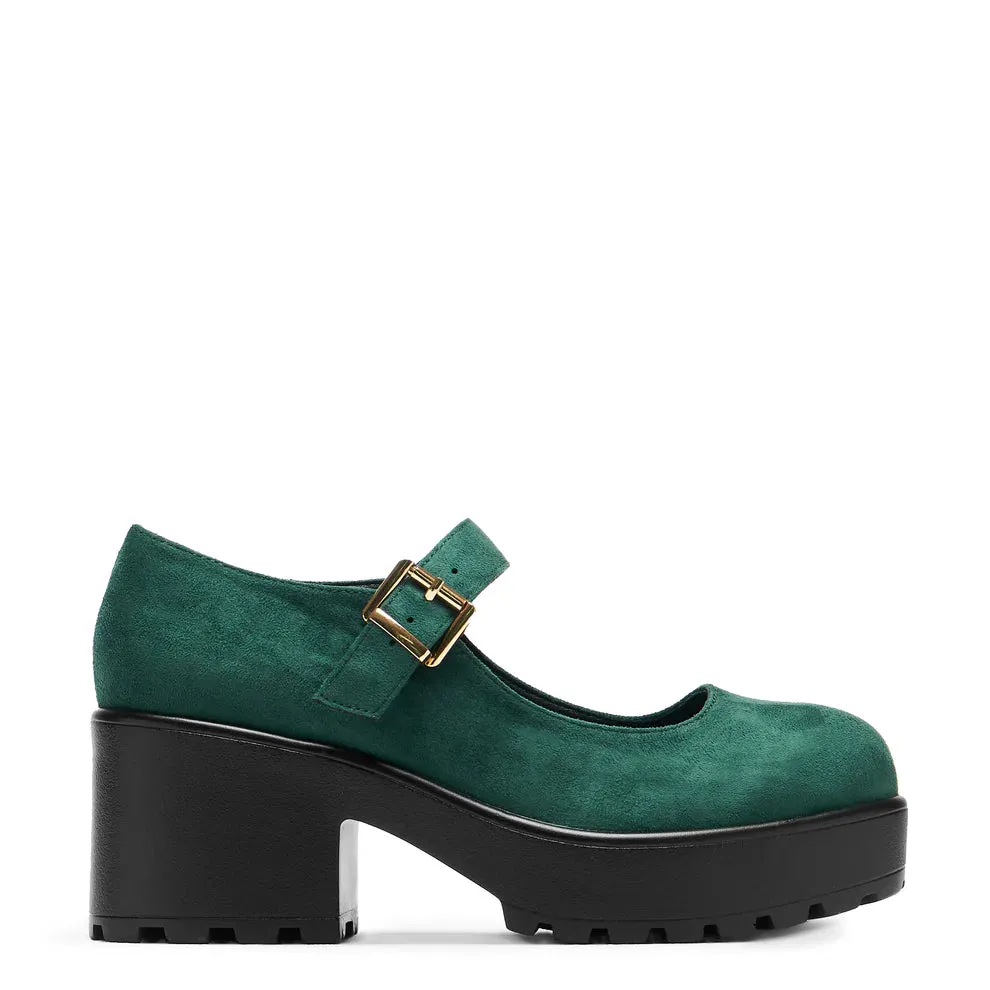 Tira Suede Mary Janes ‘ Evergreen Edition’-Green-Size 9-Clearance