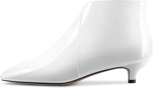 TNYNFBEB Womens Low Kitten Heel Pointed Toe Ankle Boots Short Bootie Slip-on Zipper Prom Party Basic Classic 1.4 Inches Heels