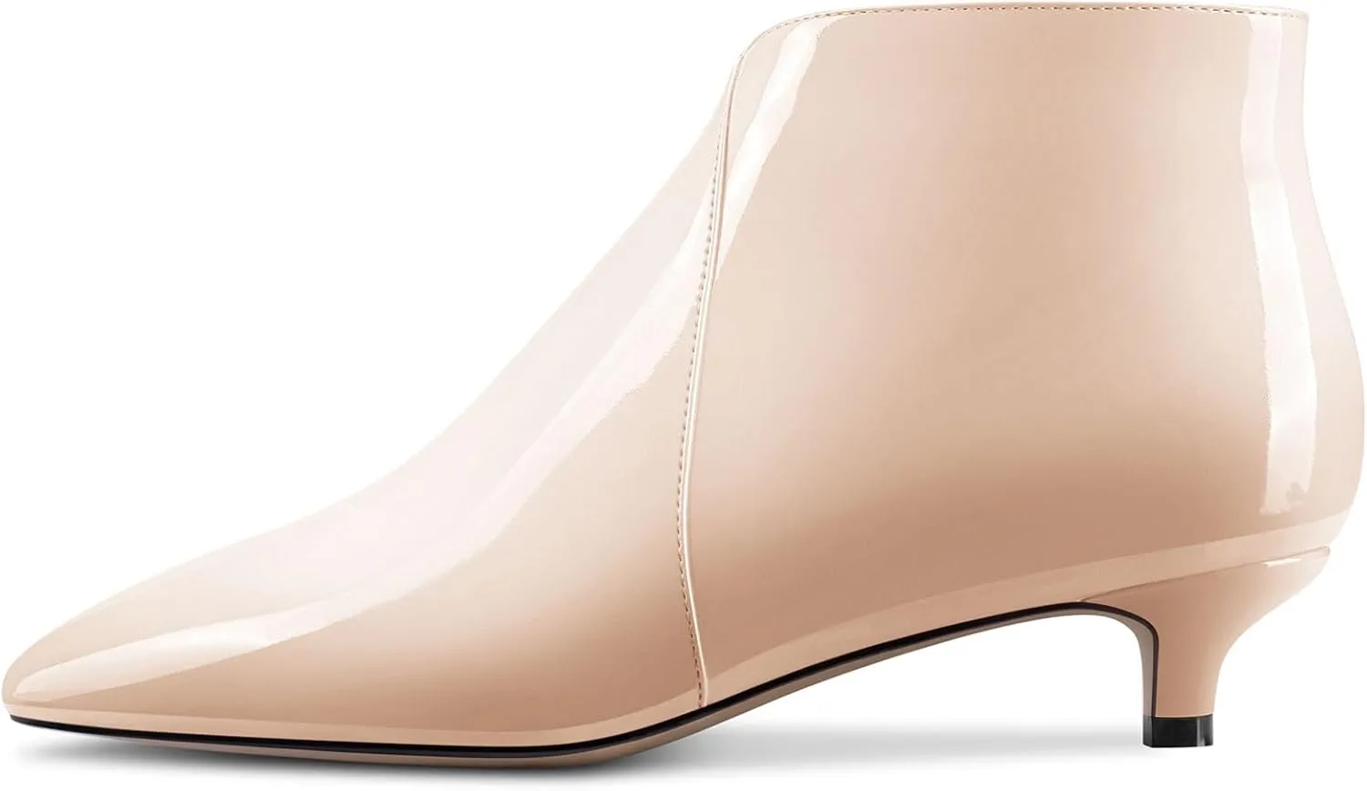 TNYNFBEB Womens Low Kitten Heel Pointed Toe Ankle Boots Short Bootie Slip-on Zipper Prom Party Basic Classic 1.4 Inches Heels