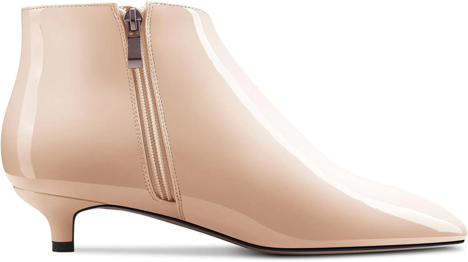 TNYNFBEB Womens Low Kitten Heel Pointed Toe Ankle Boots Short Bootie Slip-on Zipper Prom Party Basic Classic 1.4 Inches Heels