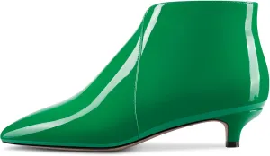 TNYNFBEB Womens Low Kitten Heel Pointed Toe Ankle Boots Short Bootie Slip-on Zipper Prom Party Basic Classic 1.4 Inches Heels