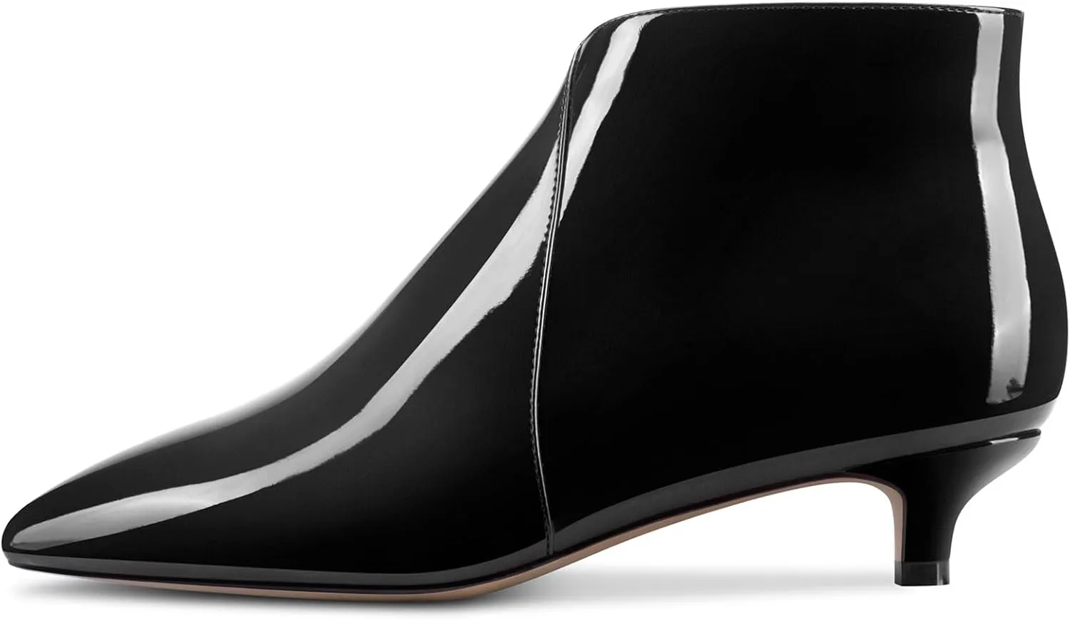 TNYNFBEB Womens Low Kitten Heel Pointed Toe Ankle Boots Short Bootie Slip-on Zipper Prom Party Basic Classic 1.4 Inches Heels