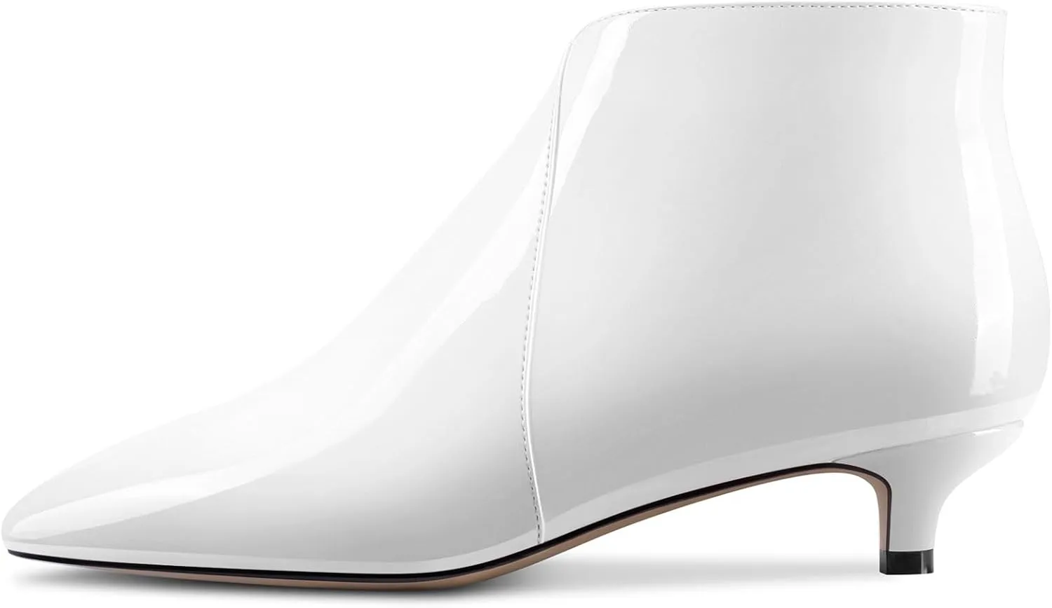 TNYNFBEB Womens Low Kitten Heel Pointed Toe Ankle Boots Short Bootie Slip-on Zipper Prom Party Basic Classic 1.4 Inches Heels