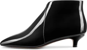 TNYNFBEB Womens Low Kitten Heel Pointed Toe Ankle Boots Short Bootie Slip-on Zipper Prom Party Basic Classic 1.4 Inches Heels