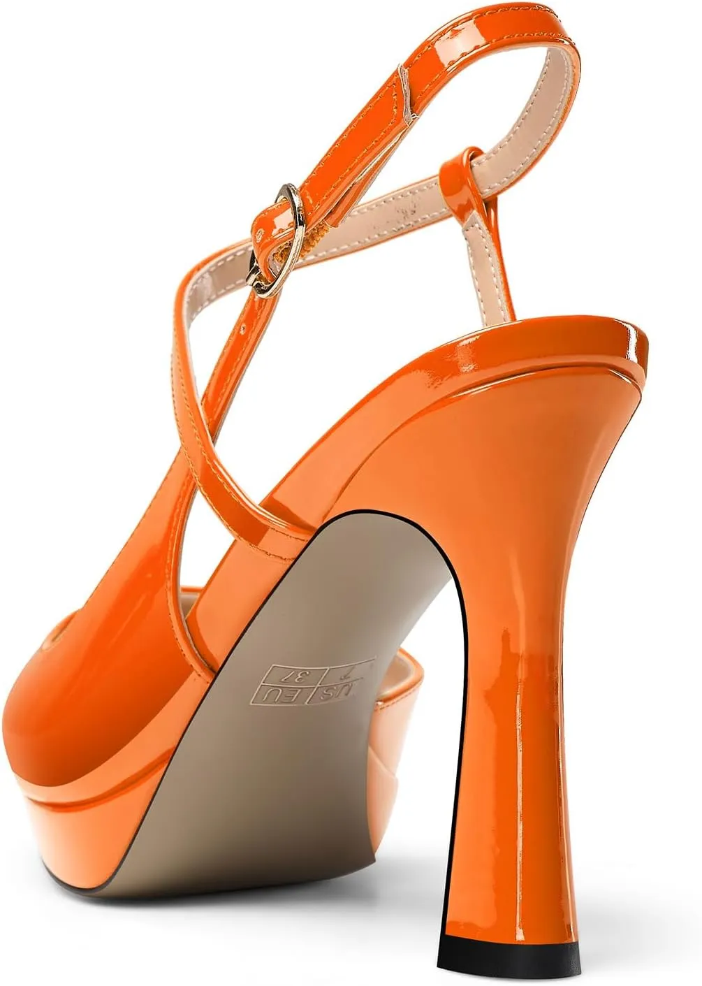 TNYNFBEB Womens Stiletto High Platform Heel Pointed Toe Pumps Slingback Ankle Strap Buckle Party Cute 3.9 Inches Heels